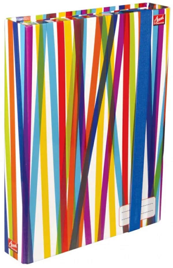 Alvarak Heftbox 4 cm dick, mit Gummiband gestreift