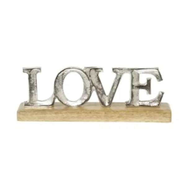Love Schriftzug von Goldbach mit Holzsockel