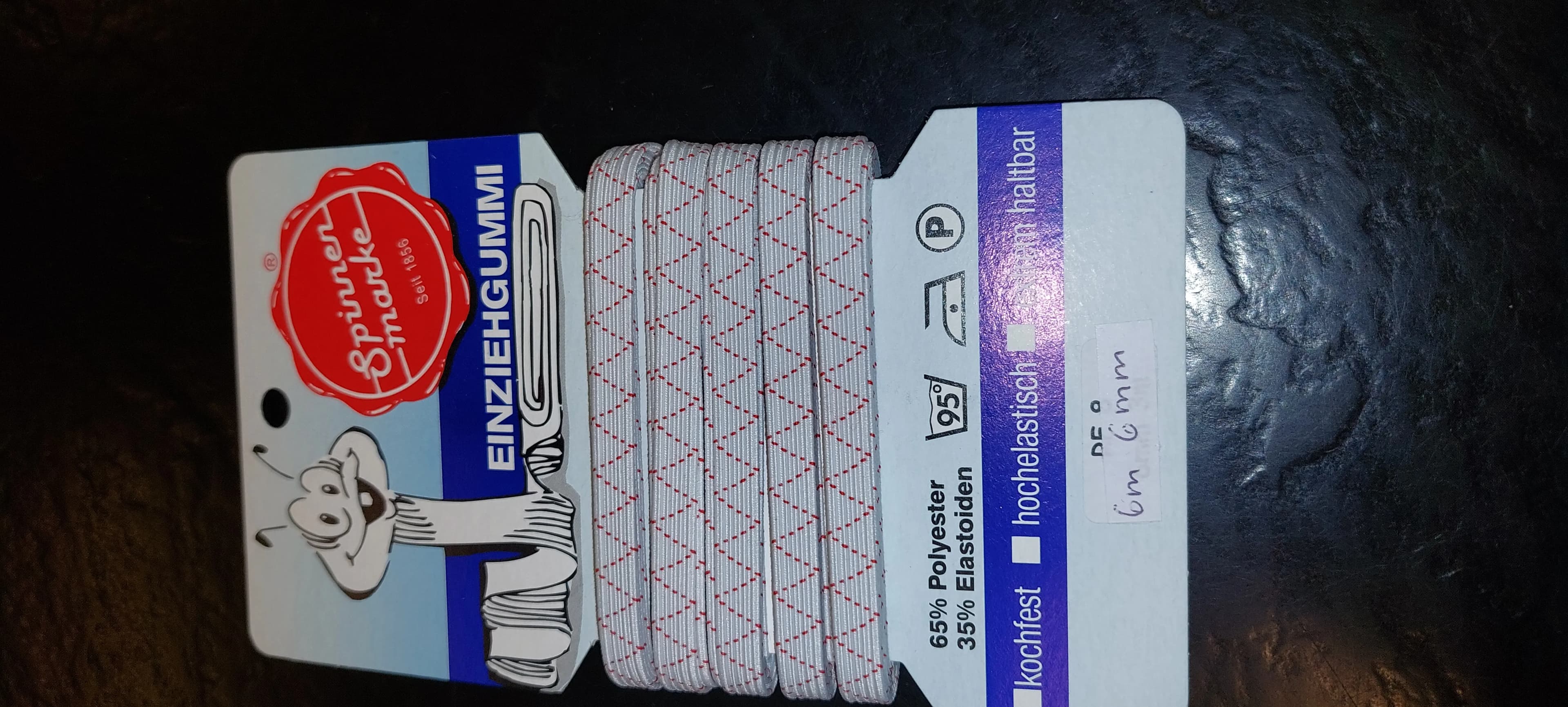 Einziehgummi Spinnenmarke weiß 6 mm, 6 m Länge