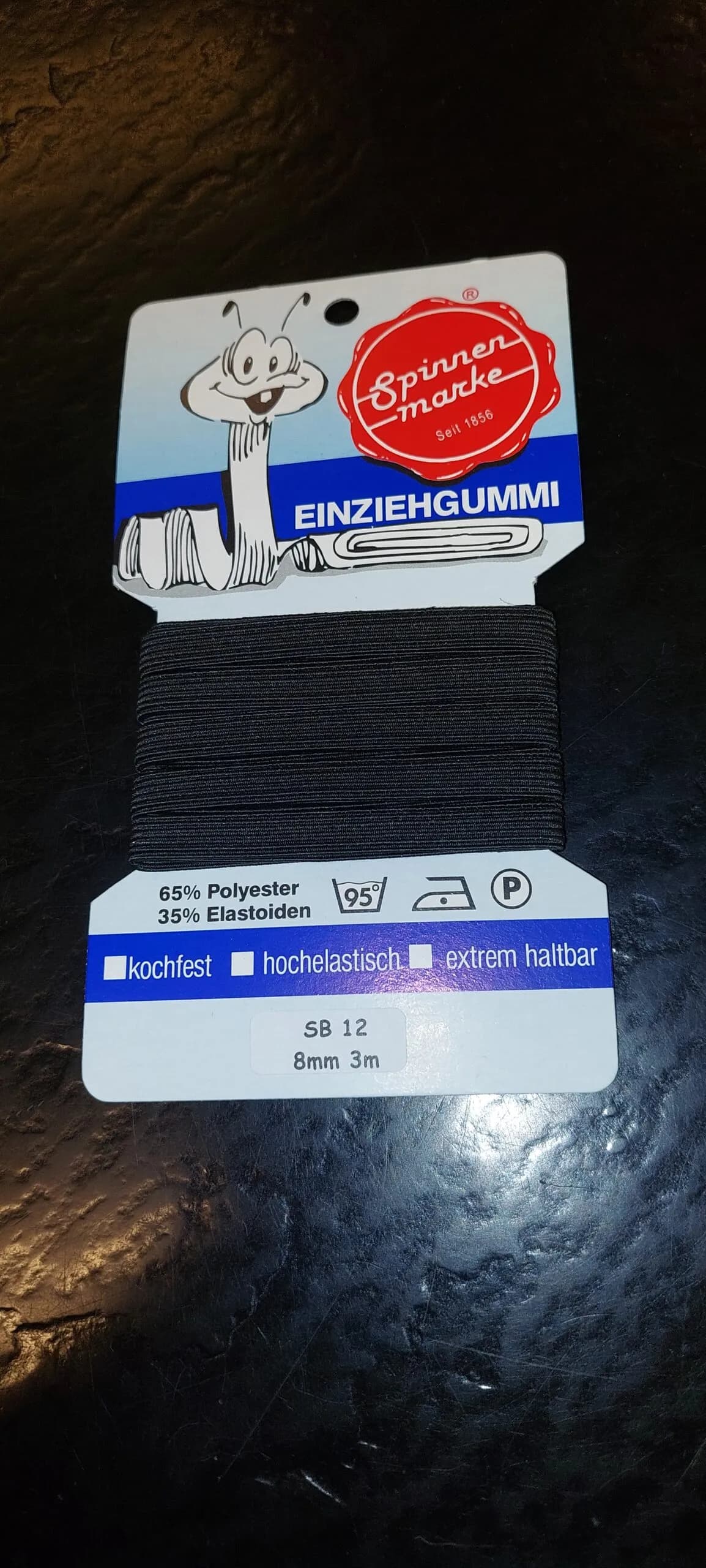 Einziehgummi Spinnenmarke schwarz 8 mm, 3 m Länge