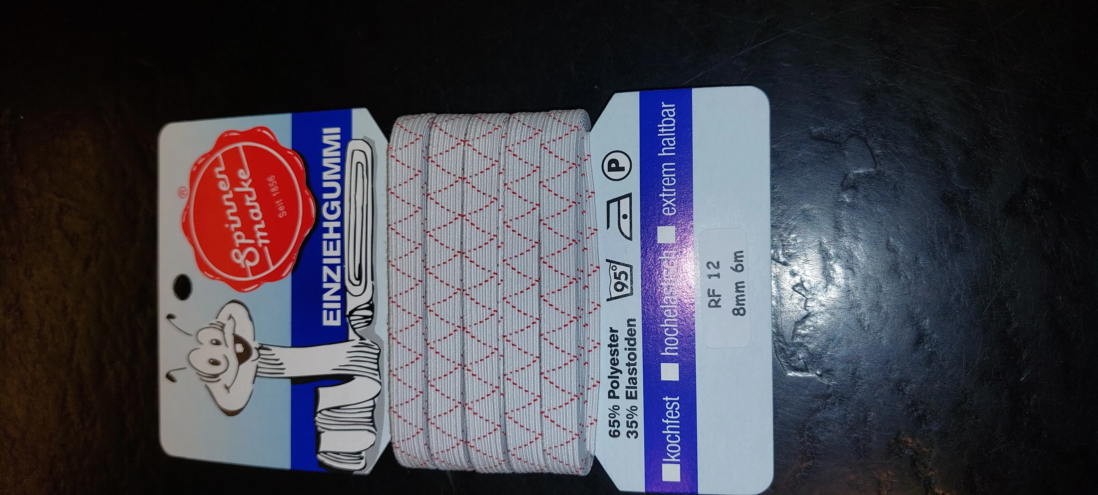 Einziehgummi Spinnenmarke weiß 8 mm, 6 m Länge