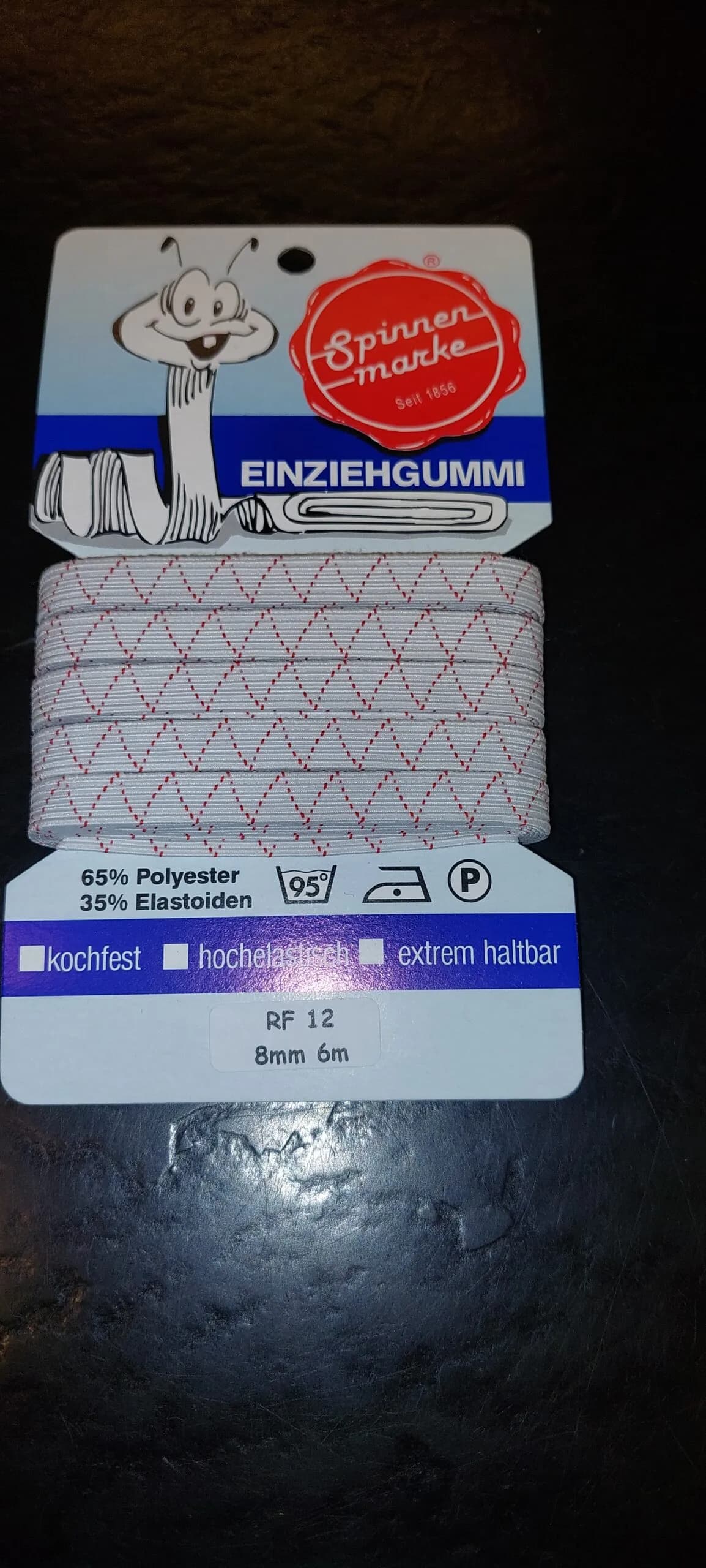 Einziehgummi Spinnenmarke weiß 8 mm, 6 m Länge